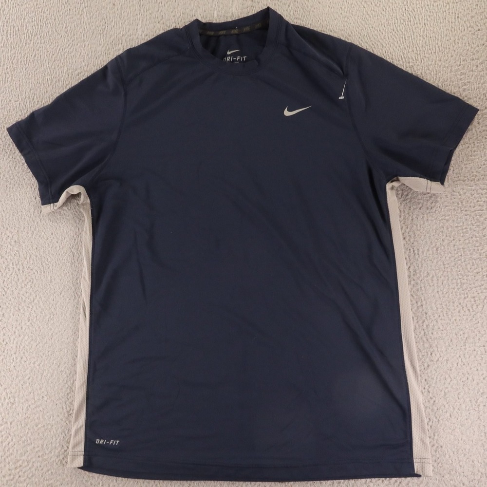 Nike Shirt Mens XL Blue Mesh Panels Recycled Polyester Nike Dri FIT Tee